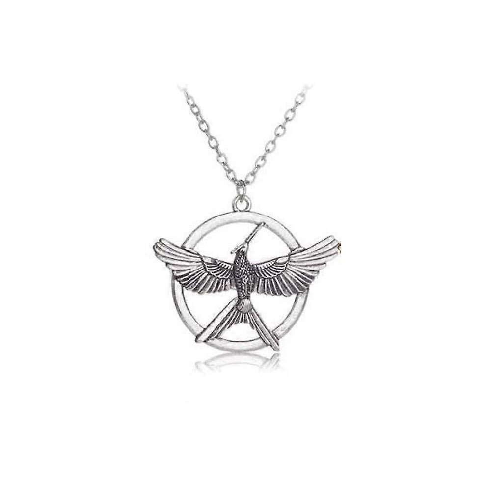 (As show, One size) Hunger Games like Necklace, Mockingjay Wings open  flying, Pendant Silver necklace, 1.5&#39;&#39;