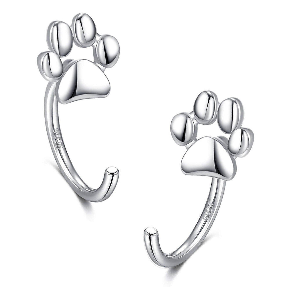 (As show, One size) 925 Sterling Silver Animal Ear Huggie Hoops Small Open Huggie Earlobes Earrings Modern Second Hole Earrings for Ladies