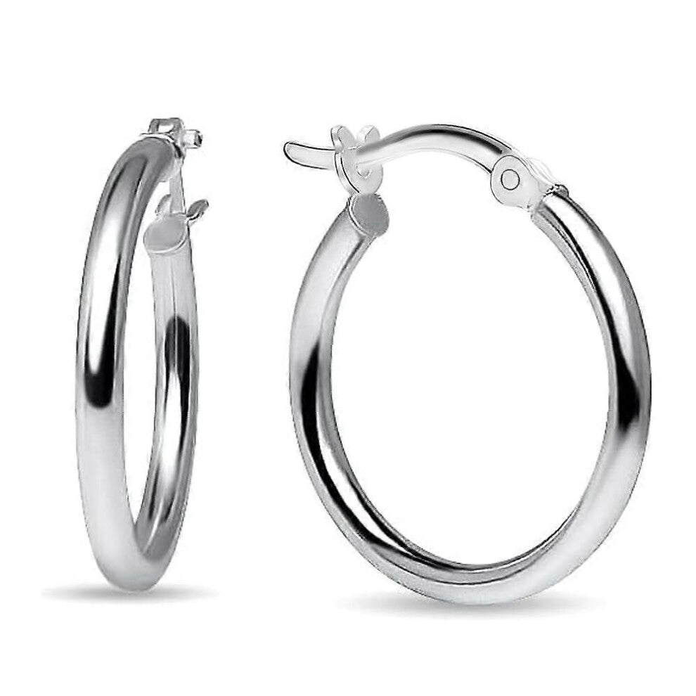 (As show, One size) Charmsy 925 Silver Hoop Earrings  14K GoldPlated 2MM Hoops  1550MM