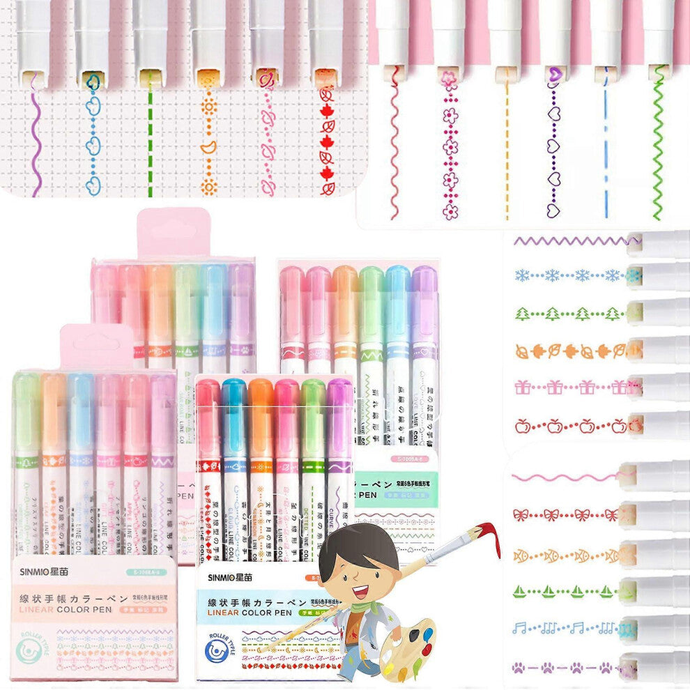 (As show, One size) Grace Grip Magic Border Pen,Magic Border Pen,  Magic Border Pens for Paper,RollerTip Design For Effortless Decorative Lines (24PCS