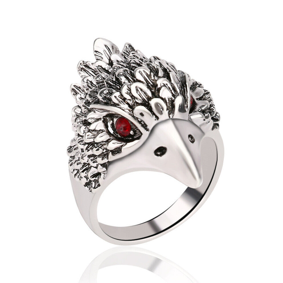 (silver, 8) Animal Cool Punk Ring Eagle Biker Ring Fashion Jewelry Men For Women
