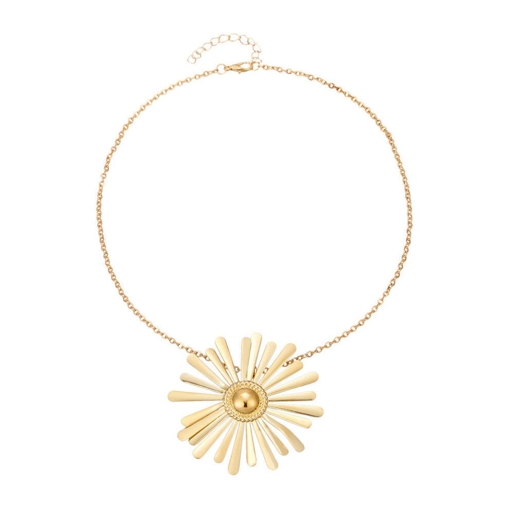 (Sunflower Necklace Gold) Gold Sunflower Eyecatching Jewelry Collection Featuring Necklace Bracelet Earrings Ring And