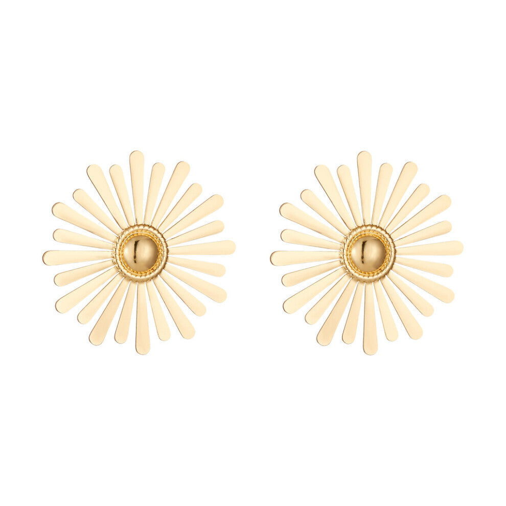 (Sunflower Earring Gold) Gold Sunflower Eyecatching Jewelry Collection Featuring Necklace Bracelet Earrings Ring And