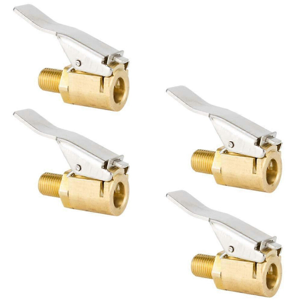 (As show, One size) 4pcs Brass Air Chuck Flow Straight LockOn Tire with Clip for Inflator Gauge Compressor Accessories