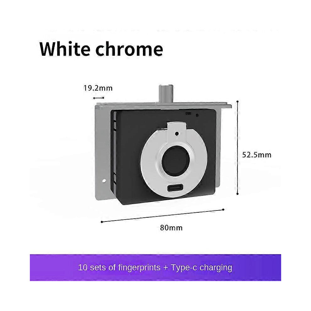 (White chrome, One size) High-grade Jewelry Box Portable Fingerprint Lock Jewelry Box Ring Necklace Bracelet Jewelry Storage Display Box Safe