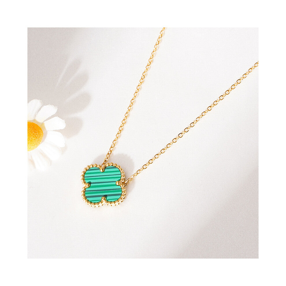 (L-150 (gold) double-sided) Non-fading high-quality jewelry, double-sided four-leaf clover necklace, titanium steel collarbone chain