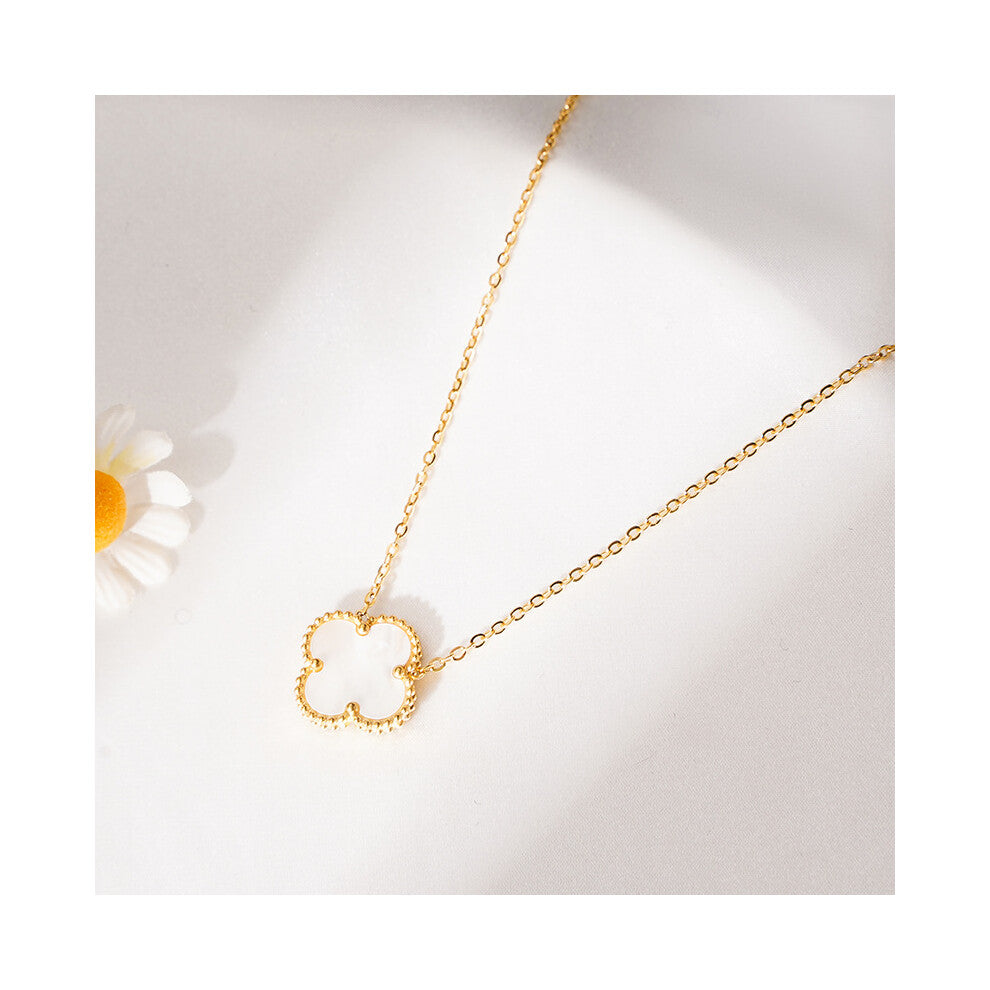 (L-150 (Gold) Double-sided white) Non-fading high-quality jewelry, double-sided four-leaf clover necklace, titanium steel collarbone chain