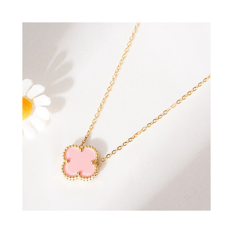(L-150 (gold) double flour) Non-fading high-quality jewelry, double-sided four-leaf clover necklace, titanium steel collarbone chain