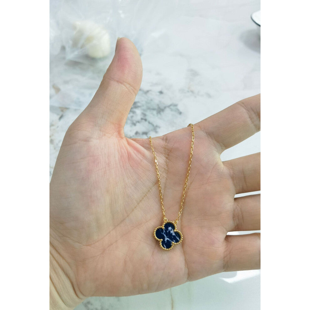 (Golden Peter stone necklace) Fashionable 18k four-leaf clover necklace, women's clover double-sided mother-of-pearl pendant, non-fading, high-end col