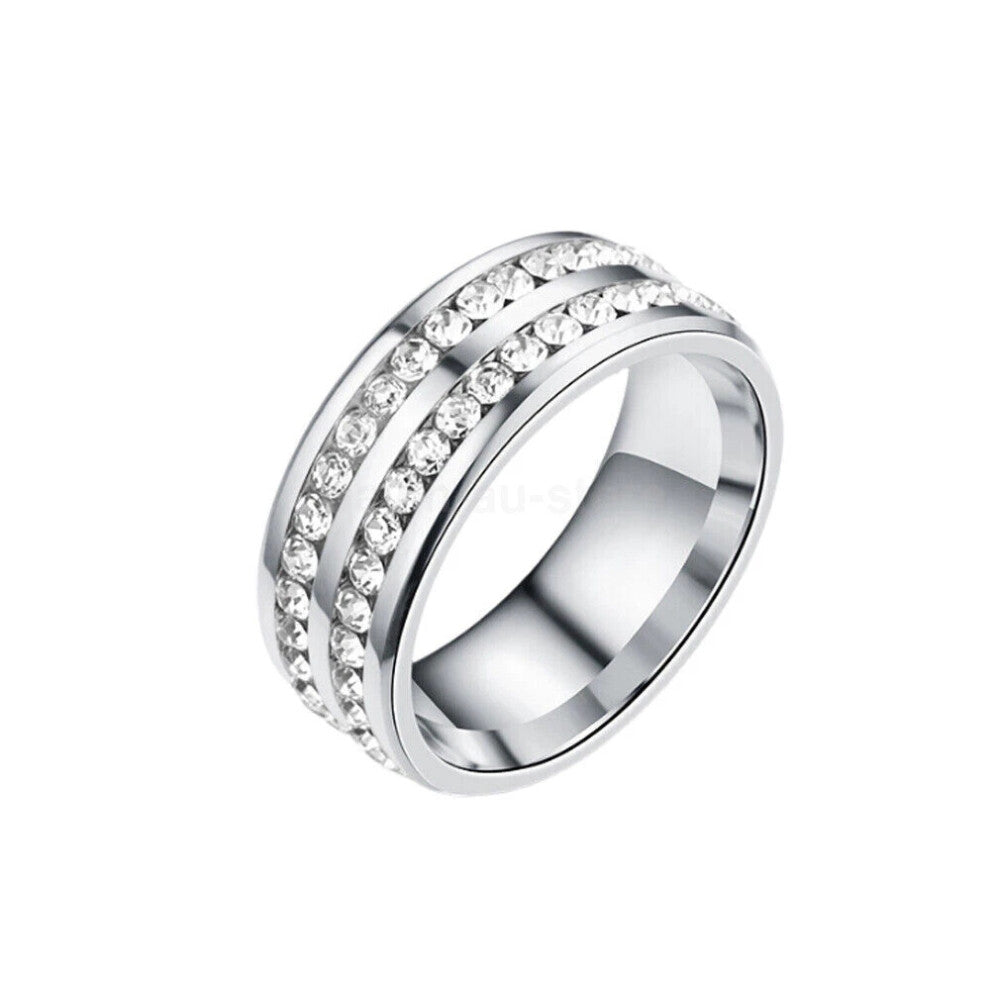 (8, 02 silver) Men-Women Couple Stainless Steel Wedding Rings Titanium Engagement Band 5-13 Hot