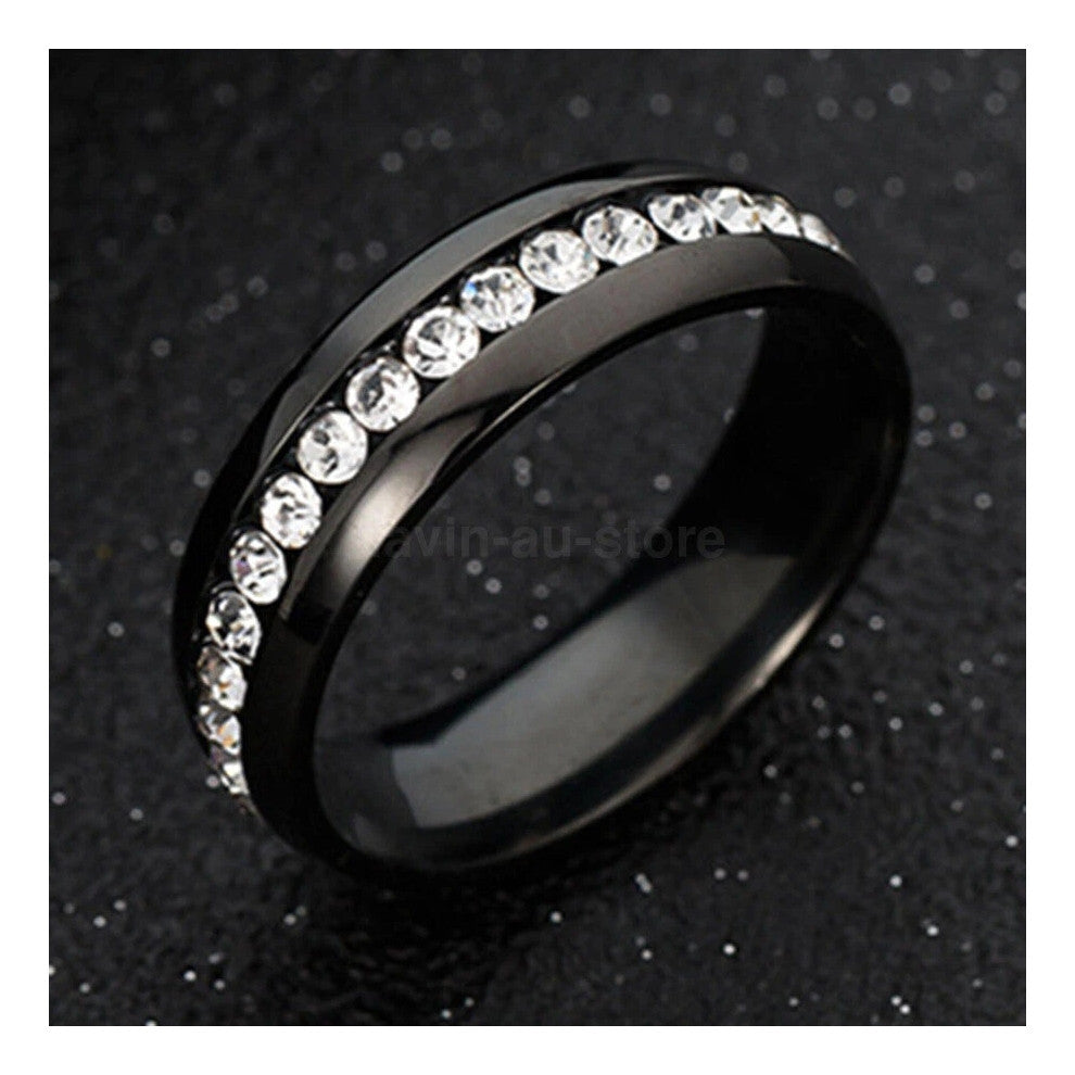 (9, Black) Men-Women Couple Stainless Steel Wedding Rings Titanium Engagement Band 5-13 Hot