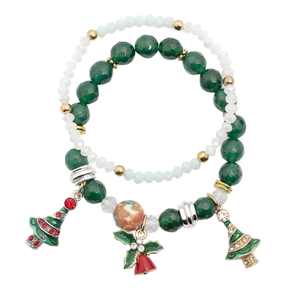 2Pcs-Set Christmas Chain Jewelry Creative Christmas Bracelet Gift Pendant Chain