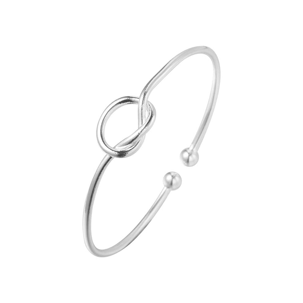 1 Love Knot Bangle Bracelet in Silver - Accessory for Women and Young Girls, Valentine's Day Gift