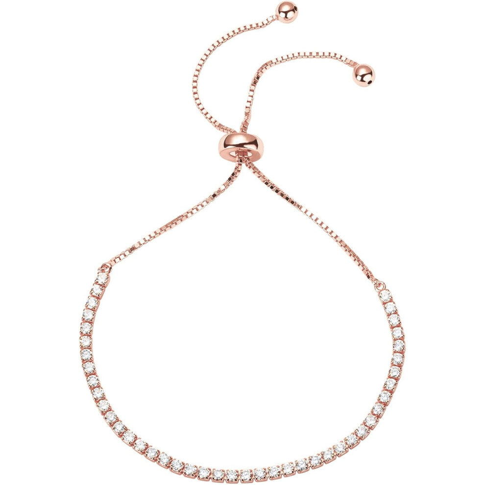 14K Gold Plated Cubic Zirconia Classic Ladies Tennis Bracelet | SHOPBOP Adjustable Slider (Rose Gold)