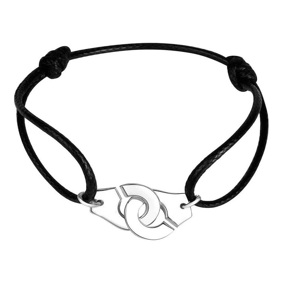 1 Set Braided Titanium Steel Adjustable Leather Bracelet, Ladies Birthday Anniversary Jewelry Gift