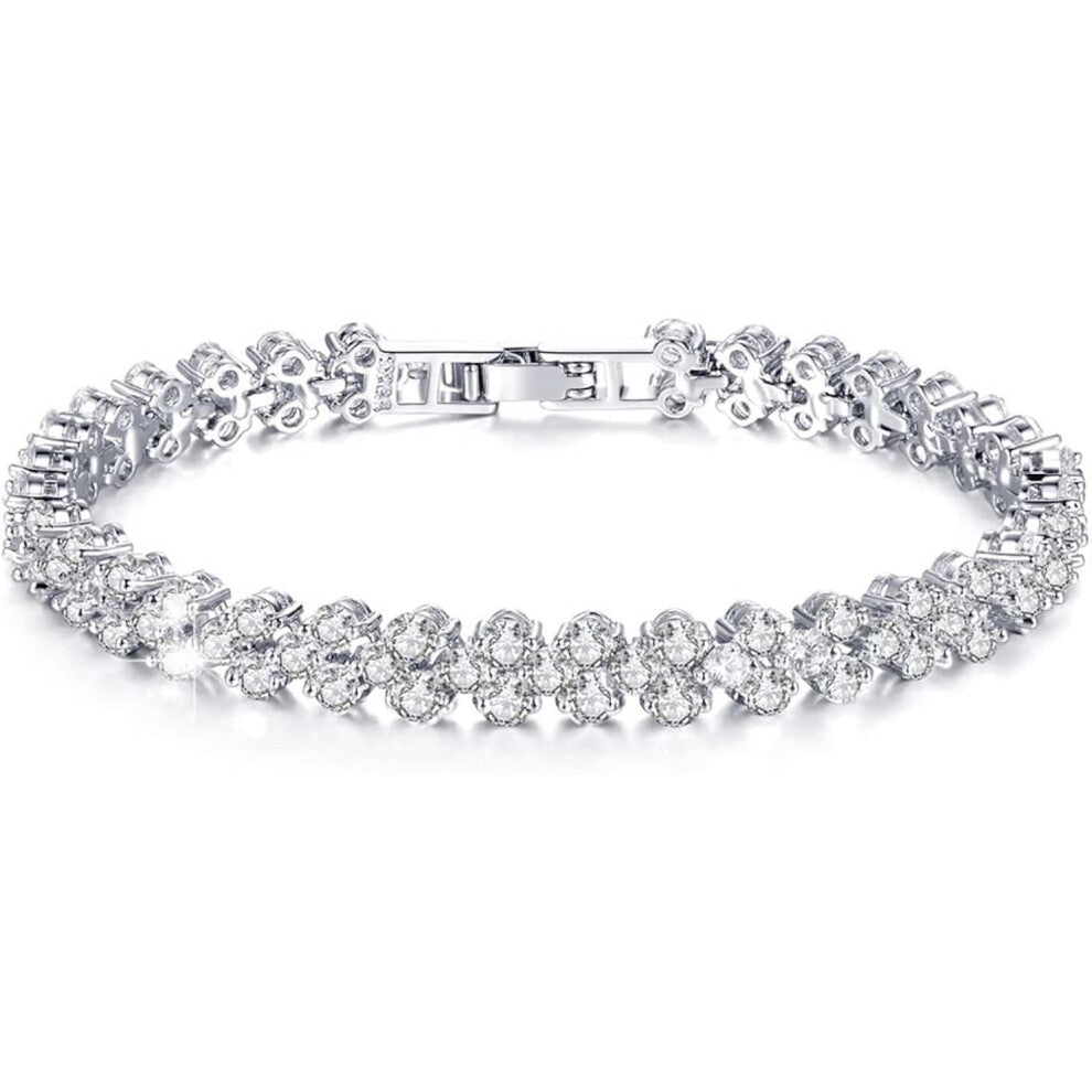 Crystal Handmade Silver Chain Bracelet with Rhinestone Jewelry Accessories for Women and Girls