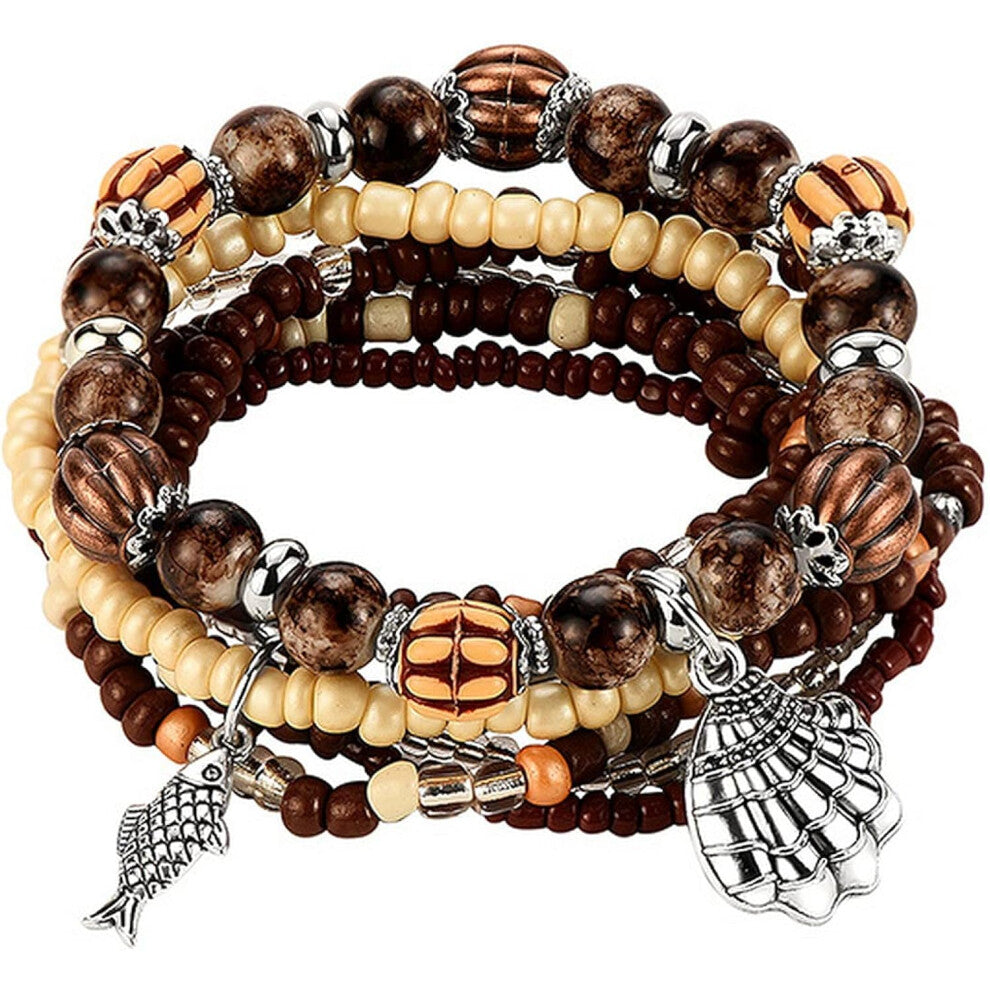 Ladies Stackable Beaded Bracelet Girls Boho Layered Strand Statement Jewelry