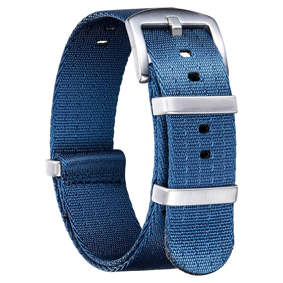 Bracelet de Montre en Nylon Militaire NATO Remplacement Bracelet Montre avec Noir-Argent Boucle en Acier Inoxydable Hommes  22mm