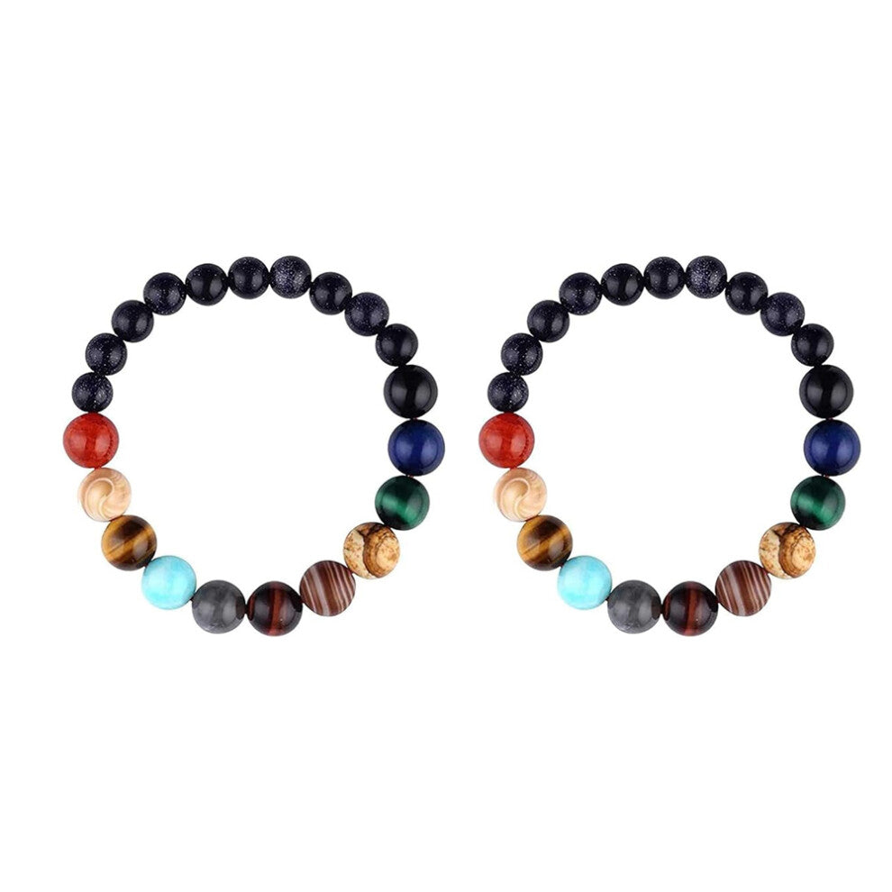 1 Solar System Bracelet Natural Stone Universe Beaded Galaxy Eight Planet Theme Series Jewelry for Men Women Boys Girls Kids Teen