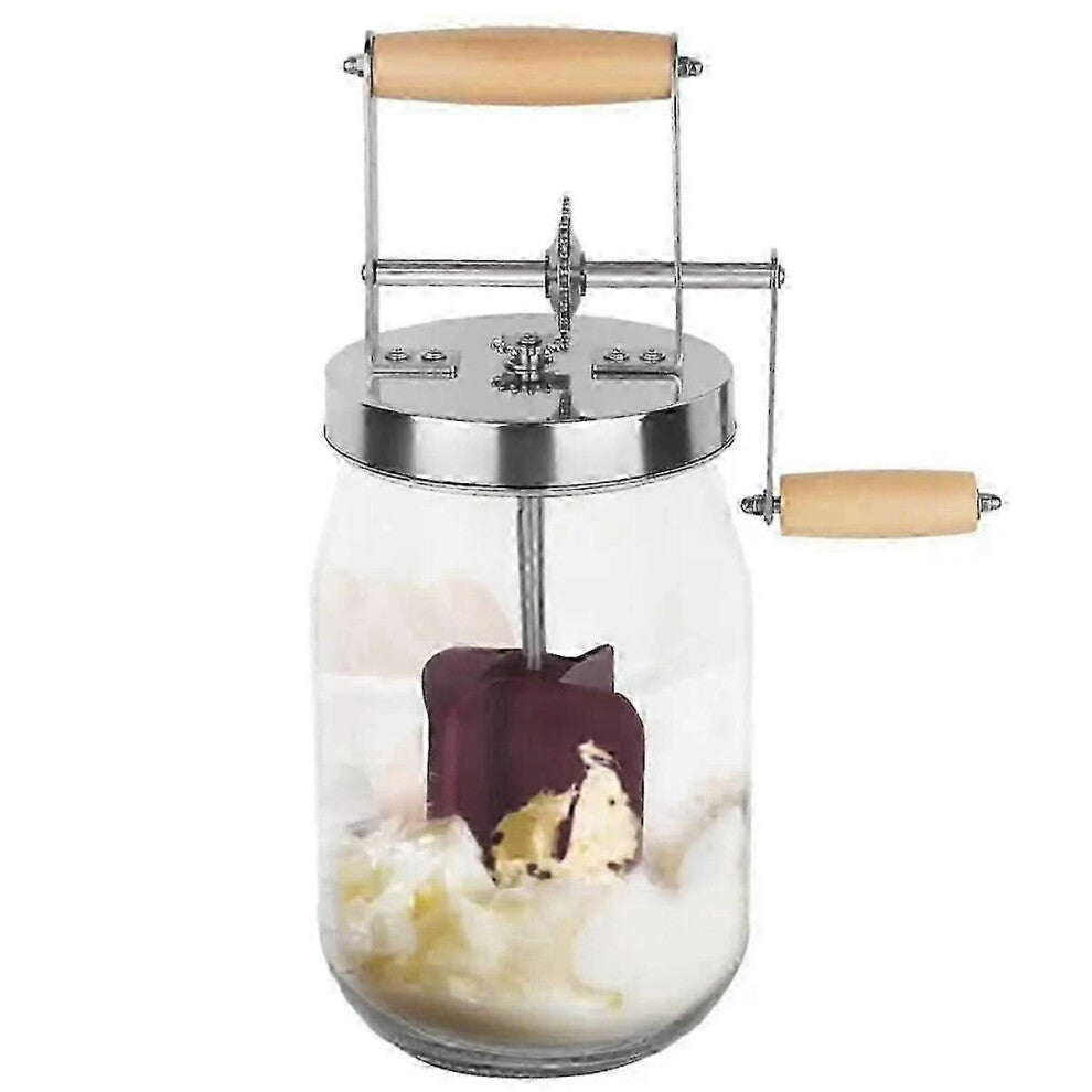 (As show, One size) Hand Crank Butter Churner Manual Butter Maker Cream Mixer Silicone Food Stirring Tool Mason Jar Kitchen Accessories 1L