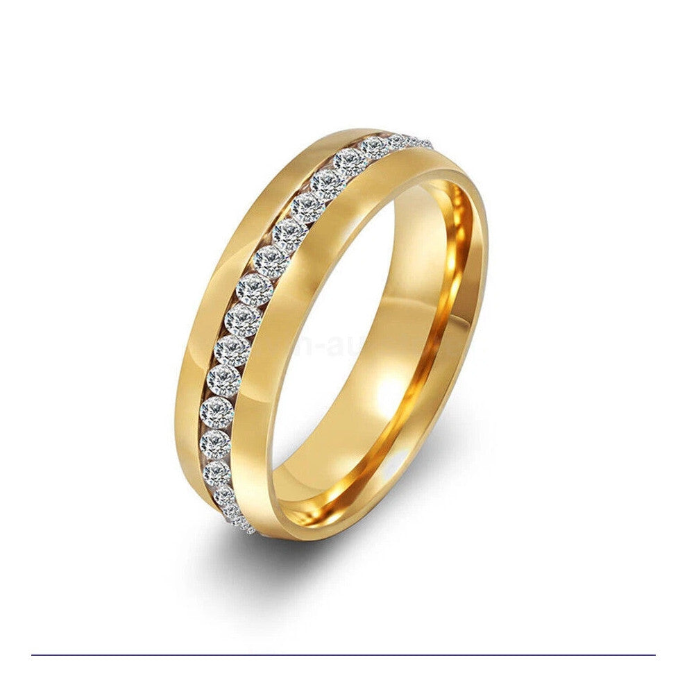 (6, Gold) Men-Women Couple Stainless Steel Wedding Rings Titanium Engagement Band 5-13 New