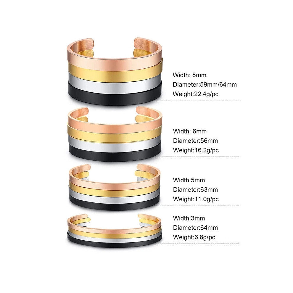 (Black, 4MM*63MM) Personalized Medical Alert ID Men Women Bracelet Stacking Bangle Stainless Steel