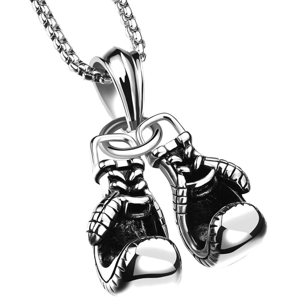 (As show, One size) Necklaces For Women Trendy Dainty Layered Necklaces Boys Charm Sports Fashion Chain Gold Steel For Men Alloy Boxing Titanium Chunk