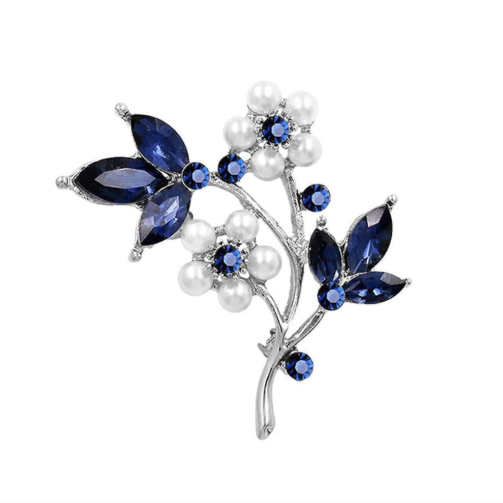 (As show, One size) Creative Petal Brooch Alloy Pearl Brooch Pins For Women Girls Vintage Clothing Accessories(White)