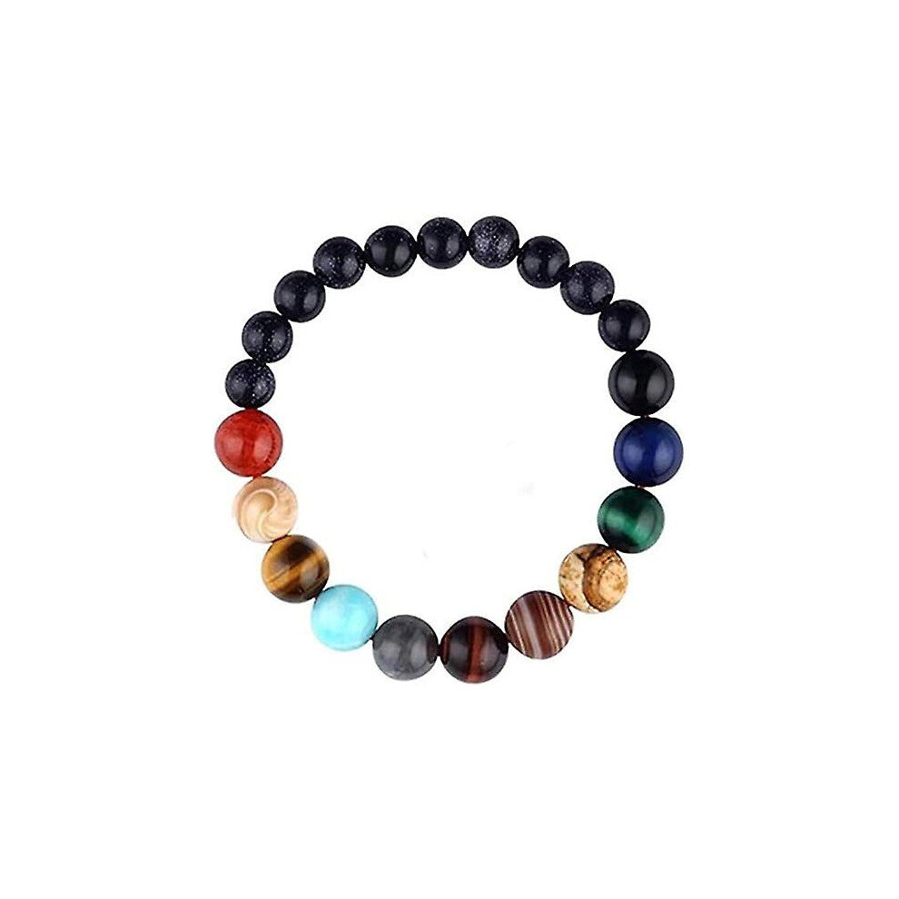 (As show, One size) Solar System Eight Planet Themed Natural Stone Beaded Bracelet, Natural Stone Bracelet Jewelry For Women Men Teen Boys Girls