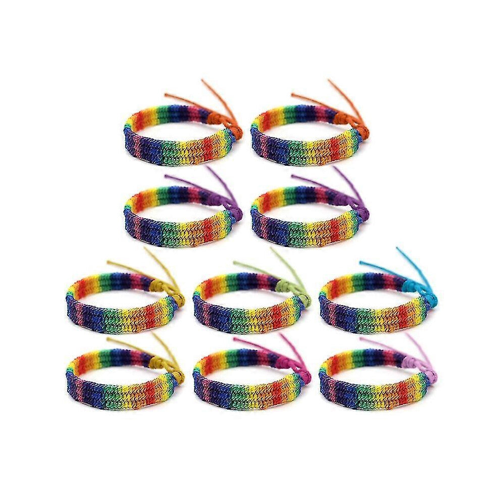 (As show, One size) Friendship Bracelet Men&#39;s and Women&#39;s Adjustable Jewelry (10 Pieces - Random Color)