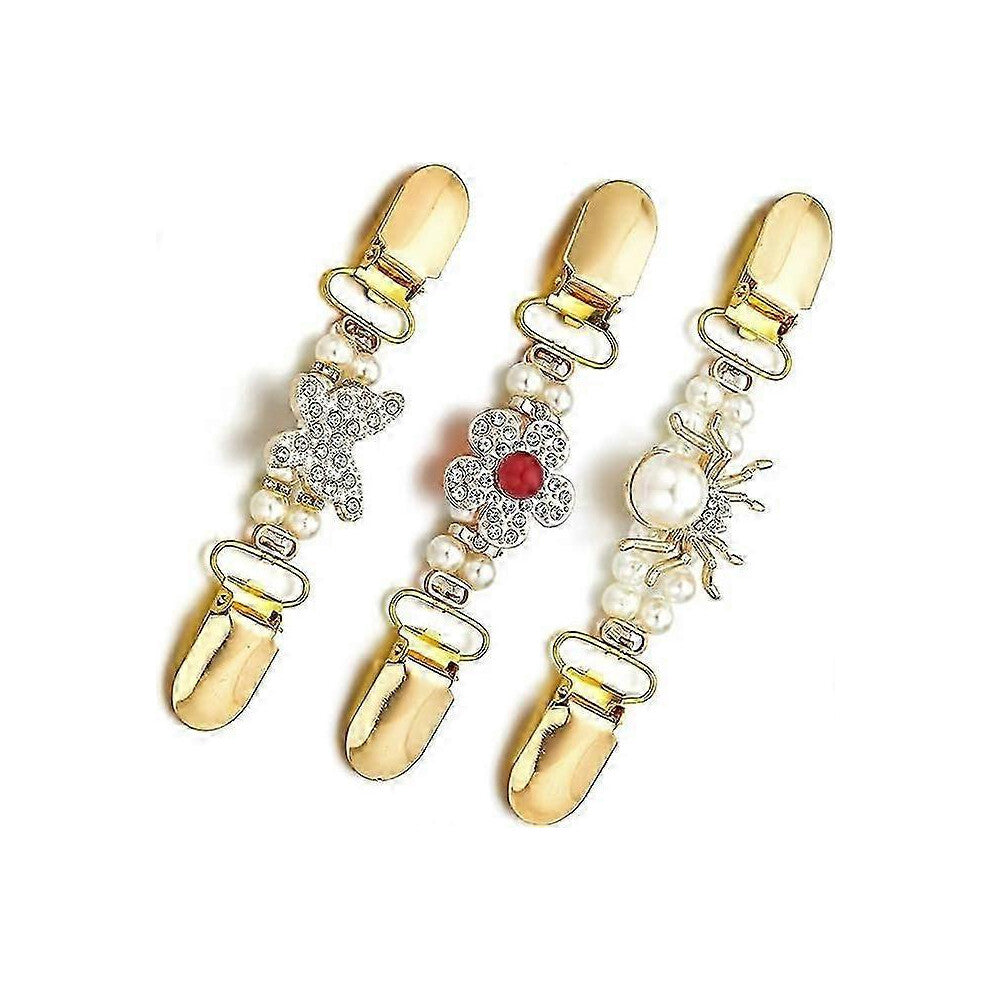 (As show, One size) Vintage Cardigan Clip Set (3-Pack) - Sweater Dress and Scarf Clips