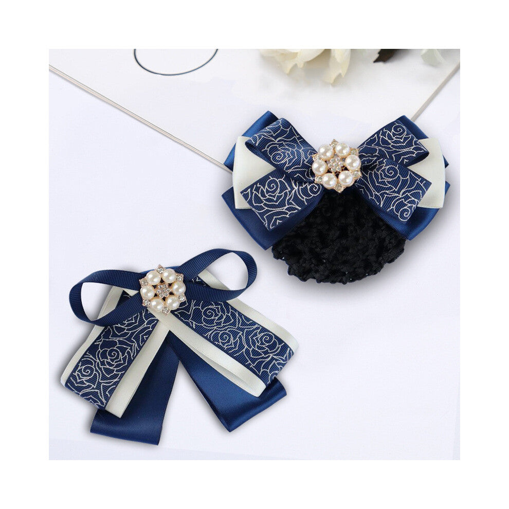 (StyleC) Tie Business Attire Simulated Pearl Decoration Waiter Work Tie Uniform Bow