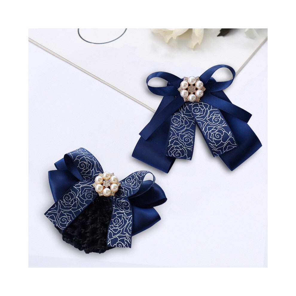 (StyleF) Tie Business Attire Simulated Pearl Decoration Waiter Work Tie Uniform Bow