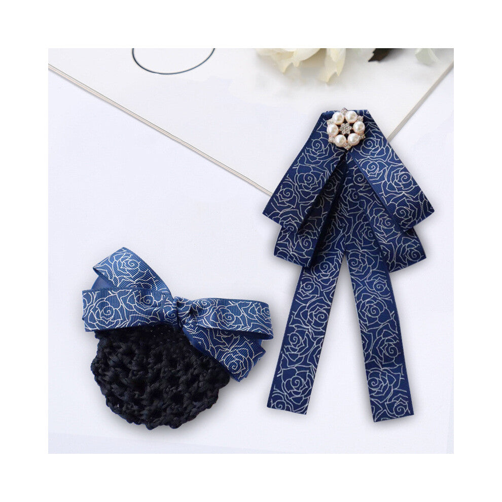 (StyleI) Tie Business Attire Simulated Pearl Decoration Waiter Work Tie Uniform Bow