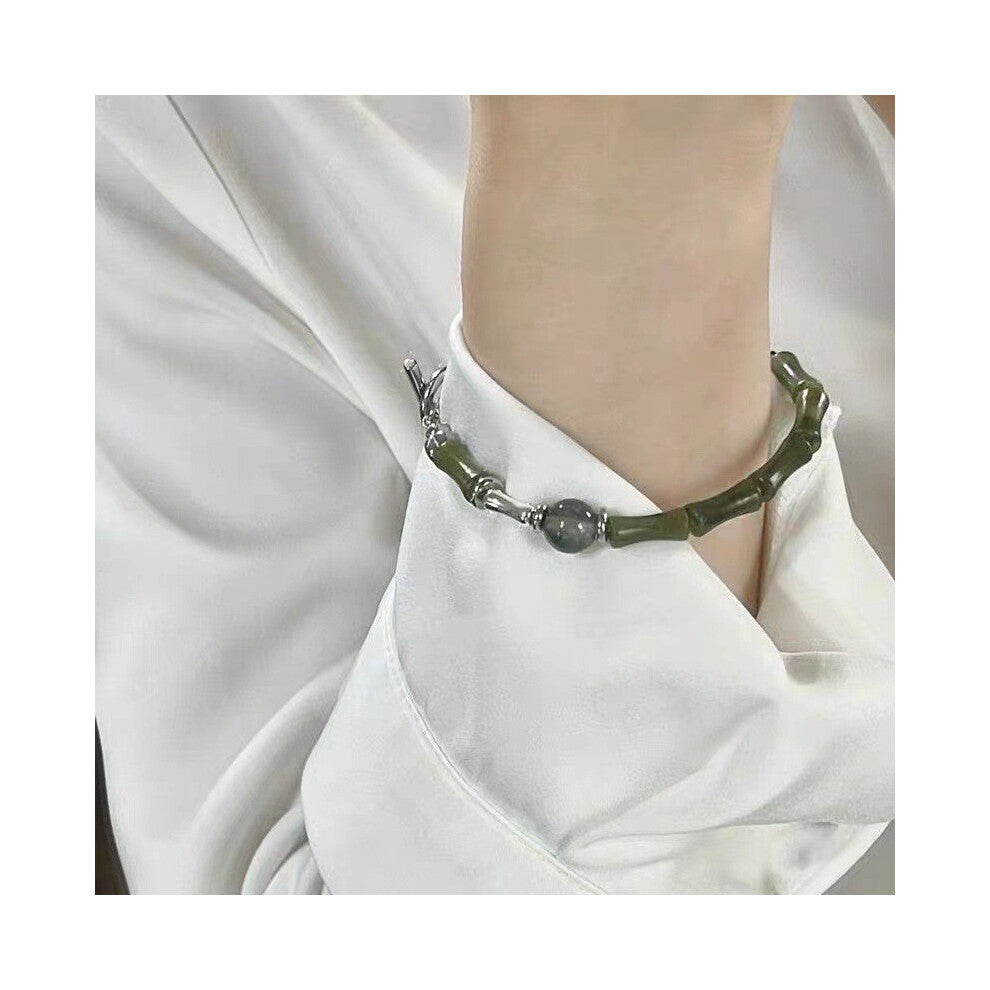 (Bamboo Bracelet) Lotus Resin Lightweight Bracelet With Bamboo Motifs Perfect For Chic A Look