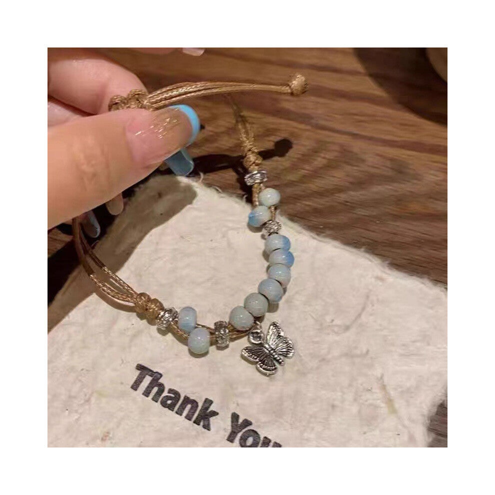(Crackle Blue Bracelet) Lotus Resin Lightweight Bracelet With Bamboo Motifs Perfect For Chic A Look