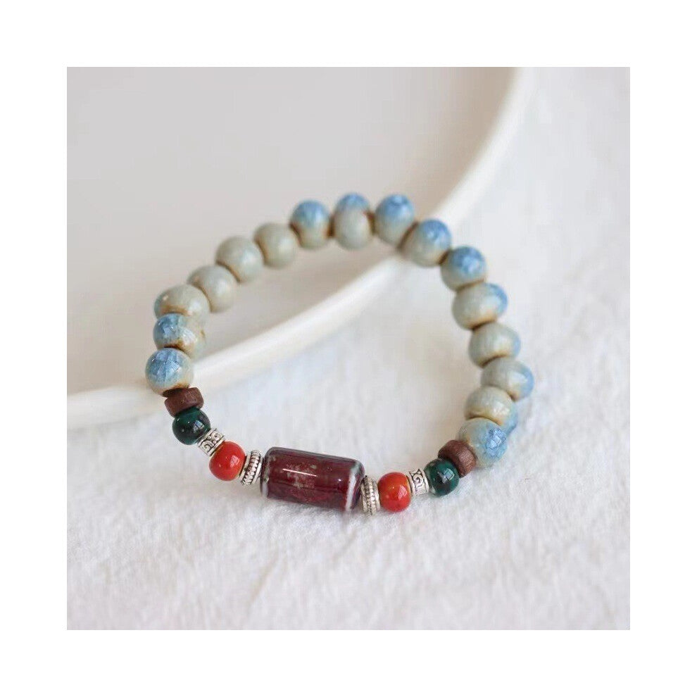 (Ceramic Cylinder Bracelet) Lotus Resin Lightweight Bracelet With Bamboo Motifs Perfect For Chic A Look