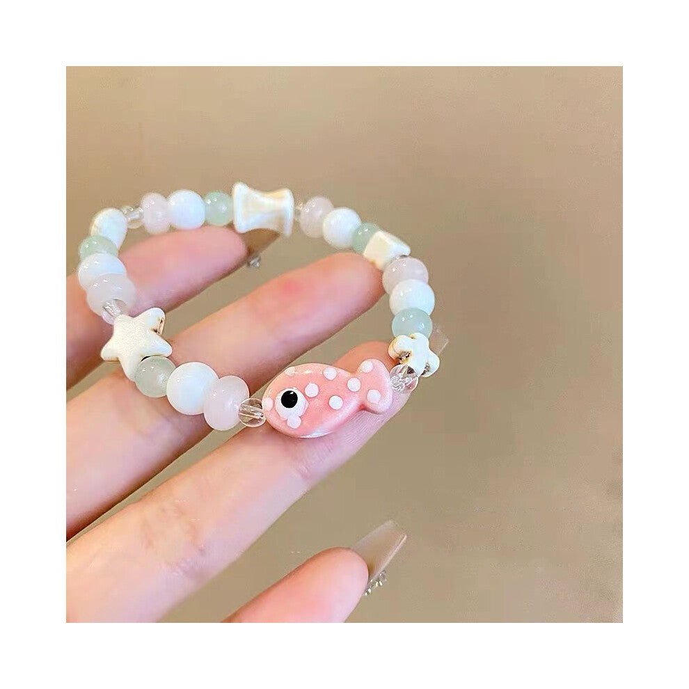 (Ceramic Fish Bracelet) Lotus Resin Lightweight Bracelet With Bamboo Motifs Perfect For Chic A Look