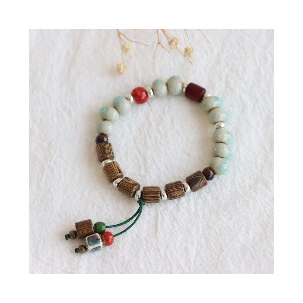 (Wood Tassel Bracelet) Resin Lotus Lightweight Bracelet With Bamboo Motifs Perfect For Chic A Look