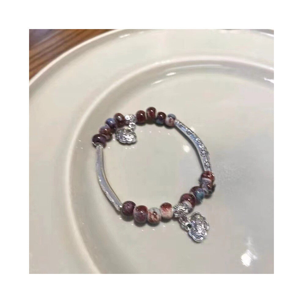 (Cyan Bracelet) Resin Lotus Lightweight Bracelet With Bamboo Motifs Perfect For Chic A Look