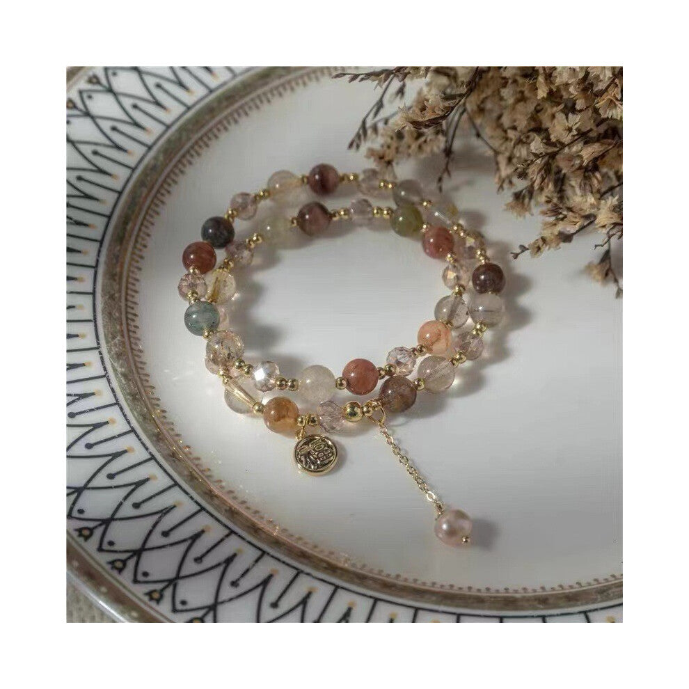 (Double Bead Bracelet) Resin Lotus Lightweight Bracelet With Bamboo Motifs Perfect For Chic A Look