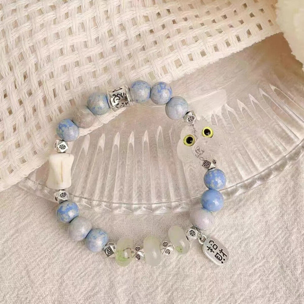 (White Dog Bracelet) Resin Lotus Lightweight Bracelet With Bamboo Motifs Perfect For Chic A Look