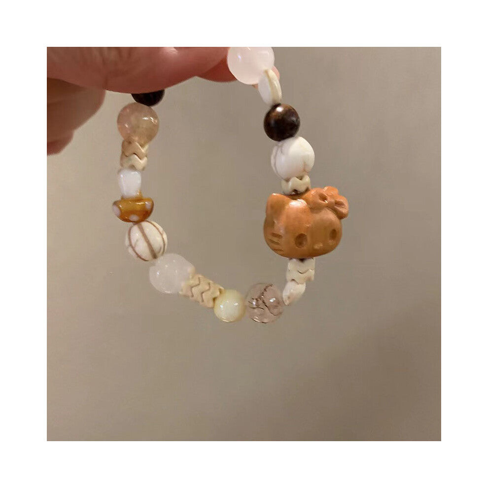 (Wood Hello Kitty Bracelet) Resin Lotus Lightweight Bracelet With Bamboo Motifs Perfect For Chic A Look