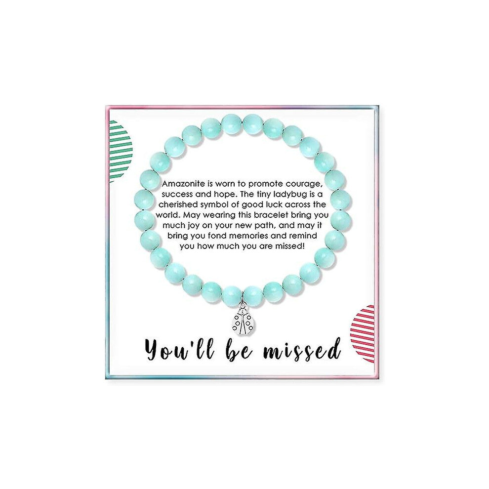 (As show, One size) Colleague Leaving Gift, Lady Retirement Gift - Amazonite Beads Farewell Bracelet - Moving Away Goodbye Going Away New Job Good Luc