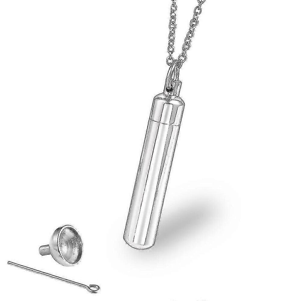 (As show, One size) 1pcs Titanium Steel Perfume Bottle Necklace, Urn Pendant Memorial Pet Relatives Stainless Steel Necklace Wishing Bottle Jewelry