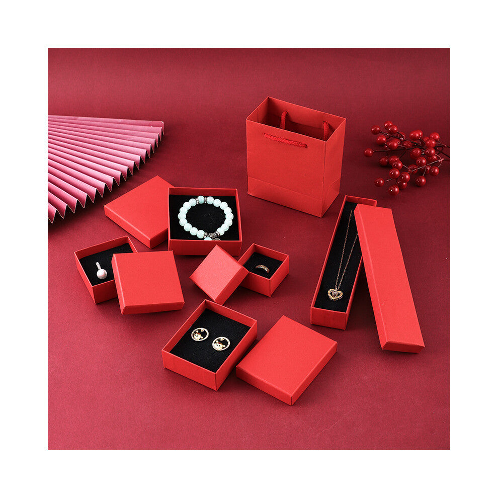 (red, 21*4.5*3 with sponge) Exquisite jewelry packaging box earrings bracelet necklace ring universal storage box red jewelry gift box suitable for mo