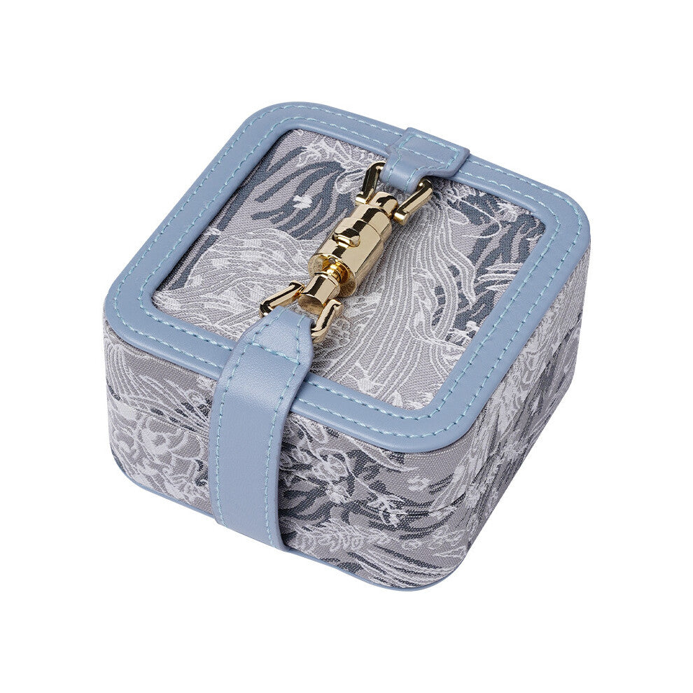 (blue, 10*10*5cm) Retro high-end embroidery jewelry box small portable jewelry storage box retro jewelry packaging box ring necklace bracelet jewelry