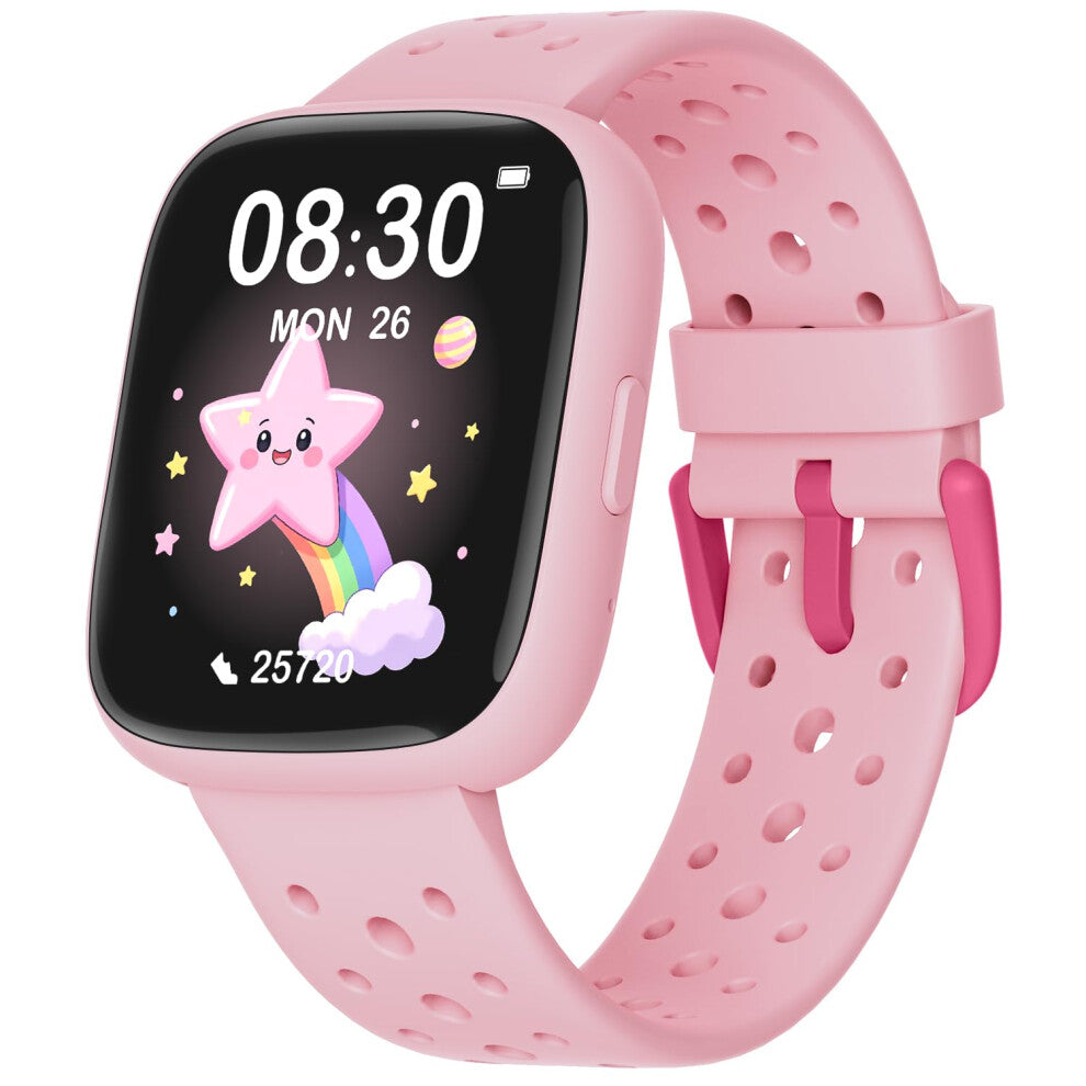 TICTIKY Kids Smart Watch for Girls 5-12, Kids Fitness Tracker Watch with Pedometer, No Phone Needed, Games with Parental Control, IP68 Waterproof, He
