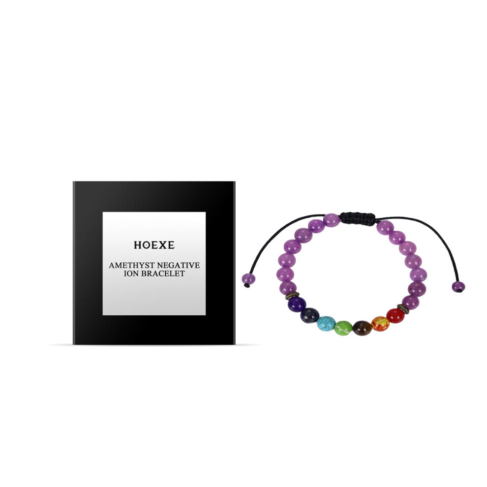 Amethyst & Turquoise Crystal Bracelet for Couples - Stylish Resin Jewelry for Relaxation & Health