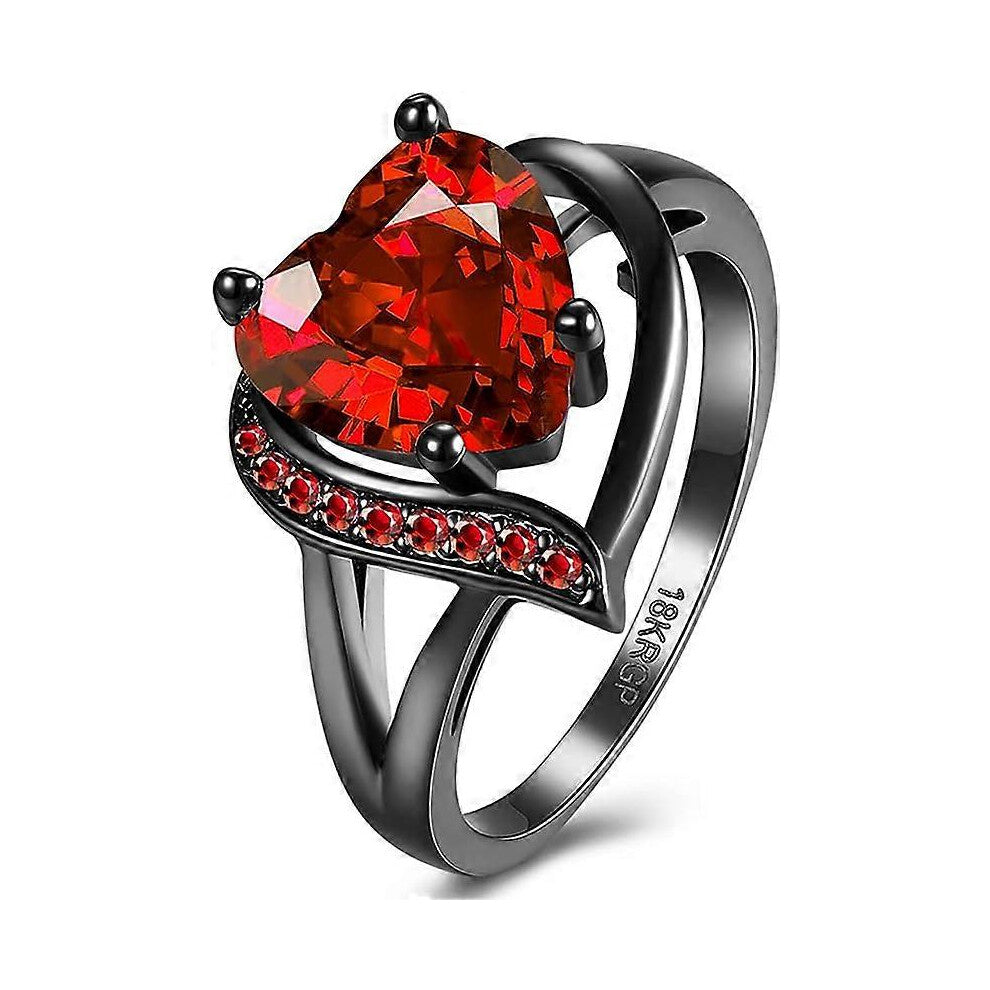 (As show, One size) Romantic 18K Gold Plated Promise Ring Eternity Statement Rings Birthday Love Gifts Inlaid Heart Cubic Zirconia Wedding Engagement